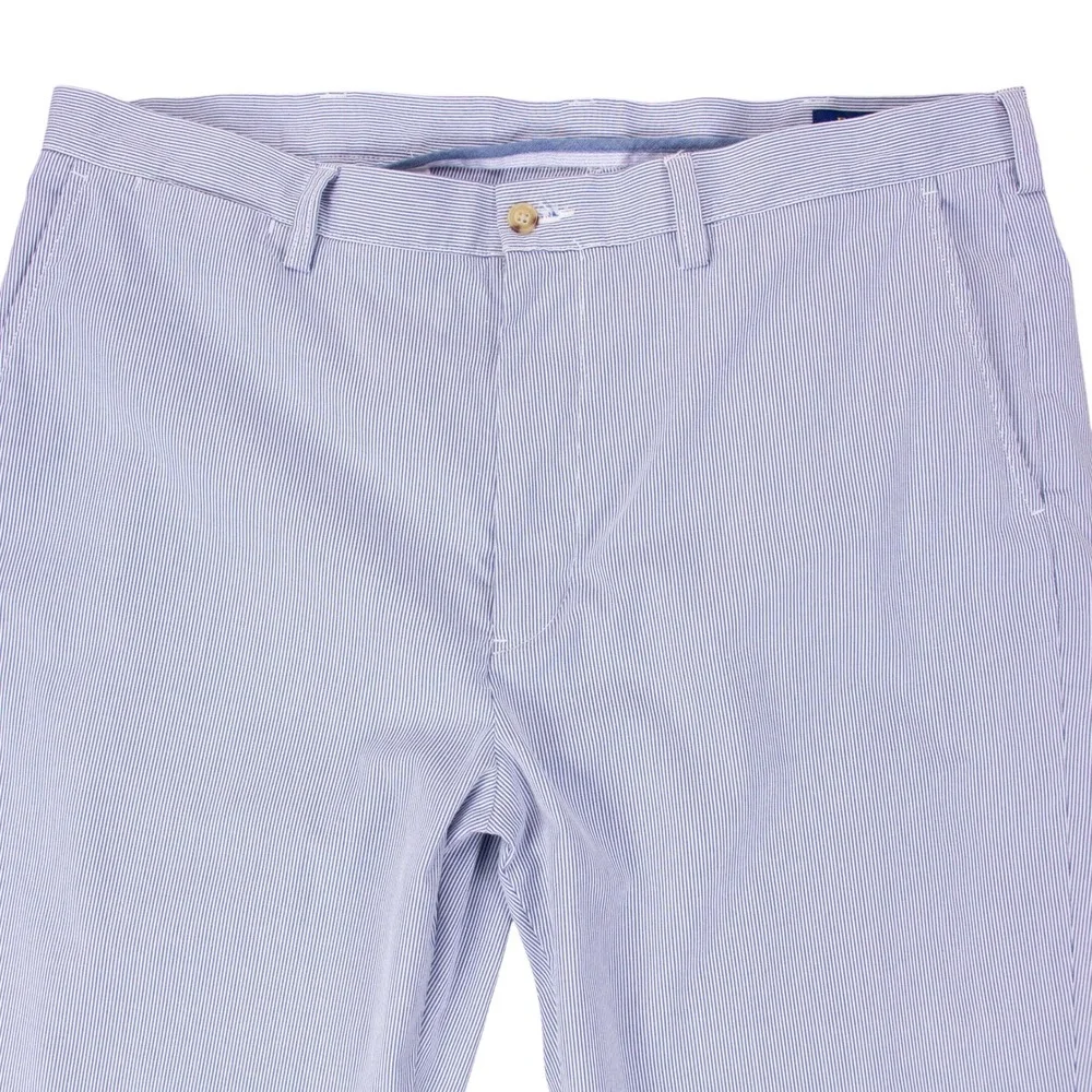 Polo Ralph Lauren Mens 36x34 Blue White Seersucker Stripe Classic Fit Pants